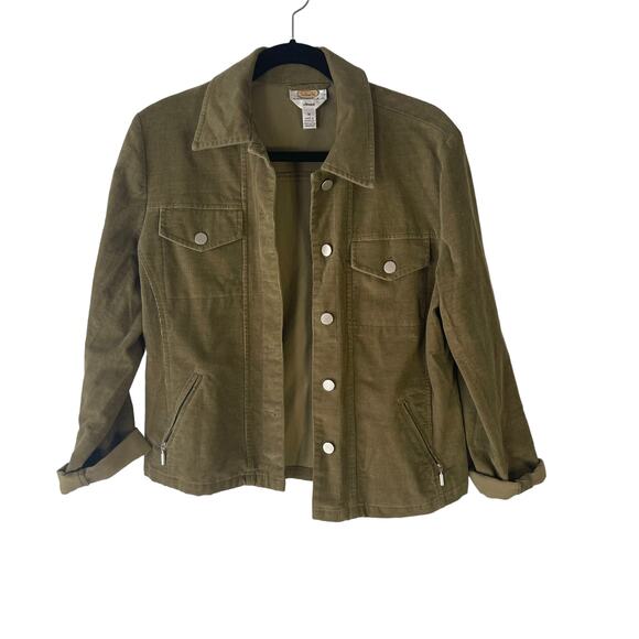 Talbots Women's Size M Green Corduroy Button Up Jacket - Picture 1 of 8